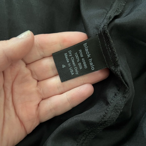 Black Halo Silk abstract one shoulder Asymmetrical Dress cut out sleeve 4 - Picture 4 of 5